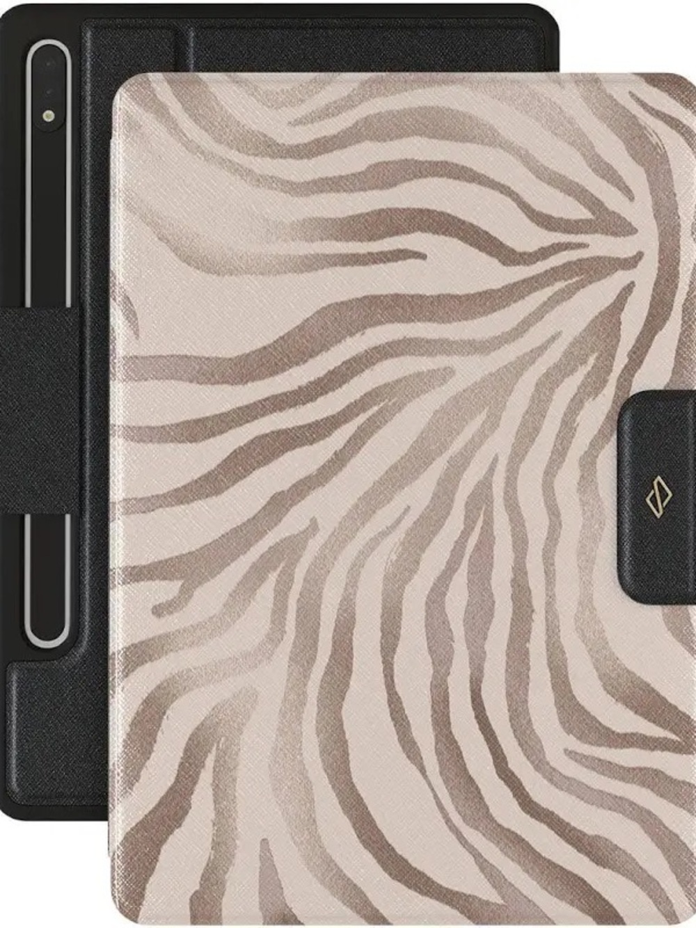 Tablet Folio Case in Beige Zebra Print - Unbranded